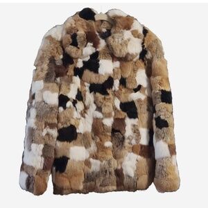 Vintage Patchwork Rabbit Fur Mob wife Jacket